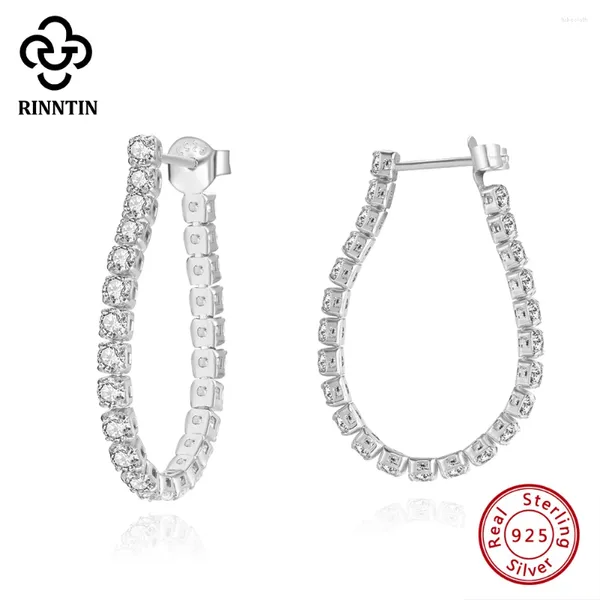 Boucles d'oreilles cerceaux Rinntin Brilliant 925 Serling Silver 2,5 mm Zircon pour les femmes Boucle d'oreille ronde Tennis Boucle d'oreilles bijoux SE395