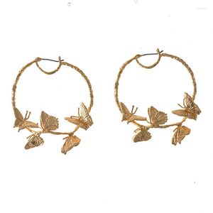 Hoop oorbellen Rongho Brand Vintage Metal Butterfly For Women Punk Jewelry Gold Circle Earring Hiphop Insect