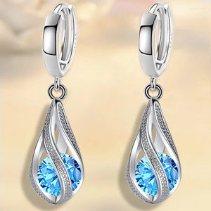 Boucles d'oreilles rotatives en rotation en pierre d'oreille rose rose rouge bleu zircon violet pour femmes couleurs argentées mariage bijoux