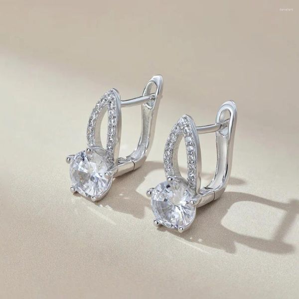 Pendientes de aro S925 de plata para mujer, pendientes redondos de 6mm con diamantes para mujer, circón 5A, diseño Retro, joyería de lujo, regalo para fiesta y banquete