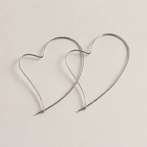 Boucles d'oreilles créoles en argent Sterling S925, forme géométrique en forme de cœur, grand, joli, Chic, Cool