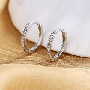 Boucles d'oreilles créoles S925 en argent Sterling lumière de luxe cercle coréen Zircon pour les femmes charme mode fiançailles cadeau de mariage bijoux