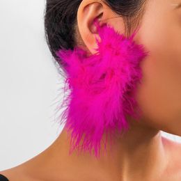 Creolen Salircon Bohemian Bunte Feder Mode Übertreiben Große Runde Charme Bankett Party Damen Schmuck