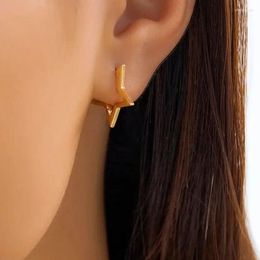 Salircon – boucles d'oreilles créoles coréennes simples et brillantes, étoile en métal brillant, petite déclaration de mode pour femmes, bijoux de fête exquis, cadeau