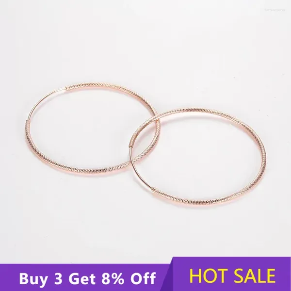 Boucles d'oreilles cerceau gommage rond grand éclat argent 925 réel 40mm Hip Hop grand cercle pour les femmes mode bijoux fins cadeaux