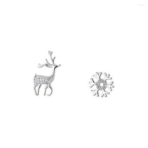 Hoop oorbellen Zelf Piercing Hoops S925 Sterling Silver Snowflake Deer Art Small Fresh For Women