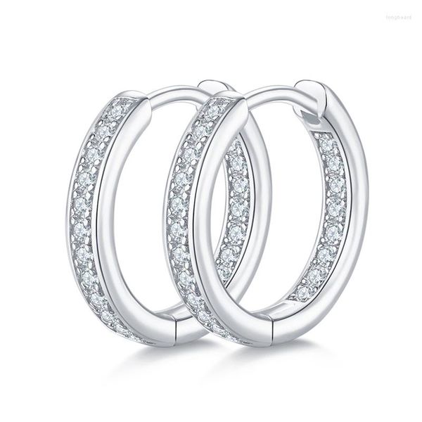 Pendientes de aro SGARIT Joyería fina S925 Plata 0.32CT VVS1D Diamante de moissanita de corte brillante redondo para mujer