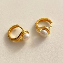 Boucles d'oreilles créoles SHANICE 925 en argent Sterling mignon vraie perle pour les femmes Eardrop minimaliste minuscule Huggies cerceaux bijoux de mode de mariage