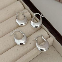 Hoop oorbellen Shanice S925 Sterling zilveren geometrisch voor vrouwen eenvoudige waterdruppel glad dikke knuffel