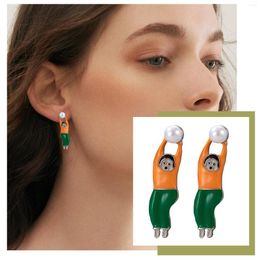 Boucles d'oreilles créoles forme perle incrustée personnalité amusante créative femmes pack grand