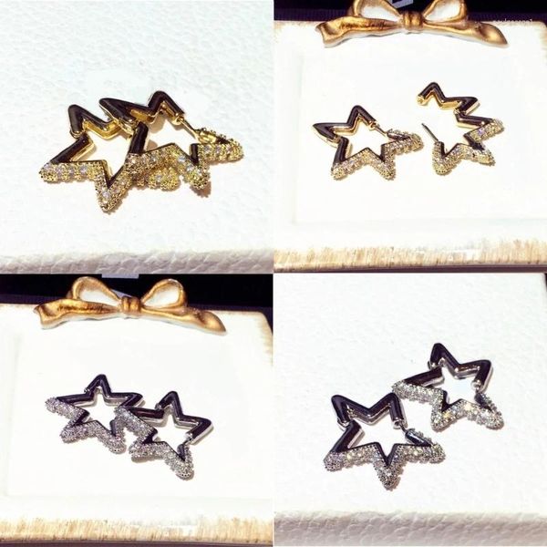 Boucles d'oreilles créoles scintillantes géométriques, bijoux sophistiqués en forme d'étoile, Clips en Zircon, boucles d'oreilles délicates pour usage quotidien, fêtes