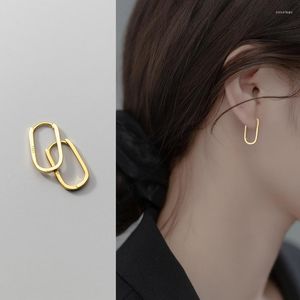 Pendientes De Aro Plata 925 Elípticos Para Niñas Moda Diario Mujeres Hermosa Simplicidad