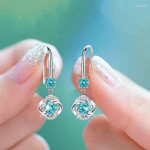 Boucles d'oreilles créoles argent 925 bijoux saphir argent coréen oreille blanc/bleu/rose couleur fête rencontre cadeau en gros