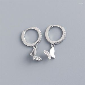 Hoepel oorbellen zilveren kleur ingelegde zirkon vlinder hanger oorrang oor buckle vriendin feestje sieraden cadeau accessoires