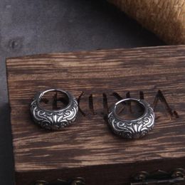 Boucles d'oreilles créoles couleur argent en acier inoxydable pour femmes et hommes, cercle rond Huggie Punk, bijoux de luxe, ne se décolore pas avec boîte en bois