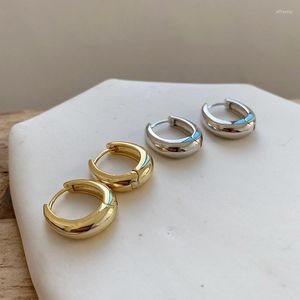 Hoop oorbellen Silvologie 925 Sterling zilver gebogen dikke Korea industriële stijl breed voor vrouwen overdrijving sieraden