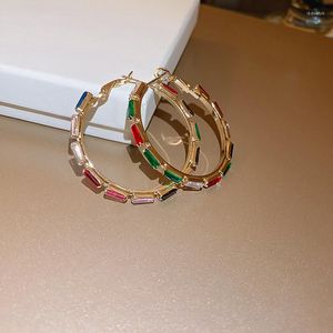 Hoop oorbellen eenvoudig kleurrijk kristal groot voor vrouwen feestverklaring sieraden ronde cirkel geschenken
