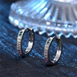 Boucles d'oreilles cerceau en Zircon coloré Simple, bijoux grande robe de soirée, boucles d'oreilles de luxe pour femmes, boucles d'oreilles de mariage