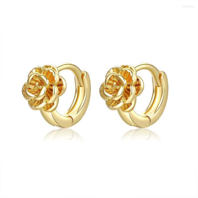 Hoop Earrings Simple Copper Gold-plated Rose With Personalized And Versatile Inse Style For Women