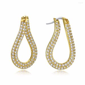 Hoepel oorbellen eenvoudige mode kubieke zirkonia kristal klein voor vrouwen schattig ontwerp wit goudkleurige sieraden knuffel oorrang