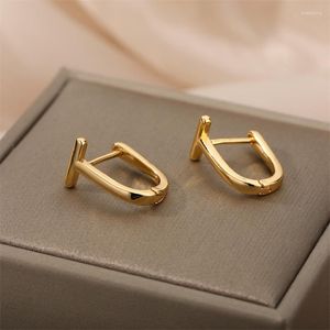 Hoop oorbellen eenvoudige mode u -vormige cirkel voor vrouwen die gouden kleur zilveren punk metalen sieraden piercen