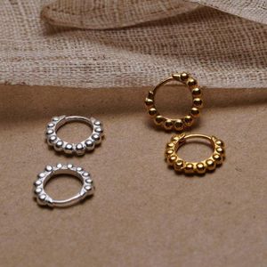 Hoop oorbellen eenvoudige gouden kleurcirkel kralen oorbel voor vrouwen vintage Koreaanse gedraaide statement Huggies kleine mode -sieraden