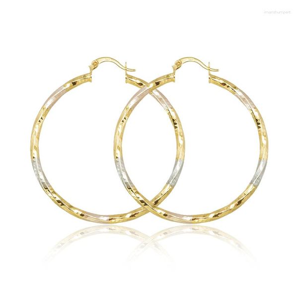 Boucles d'oreilles créoles simples en métal brillant, couleur or, Vintage, cercle géométrique torsadé, bijoux tendance pour femmes et filles, cadeaux ZK40