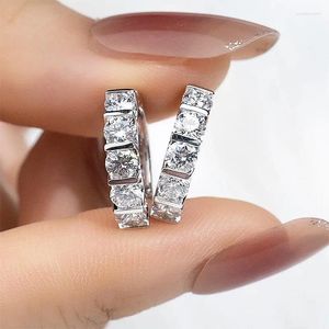 Boucles d'oreilles créoles simples en diamant Moissanite, en argent Sterling 925 véritable, bijoux de fête de mariage pour femmes, cadeau de fiançailles