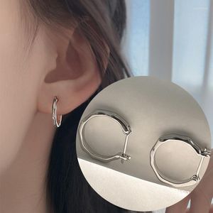 Hoop oorbellen eenvoudige retro zilveren kleur geometrisch onregelmatig voor vrouwen meisjes mode Korean Liquid Metal Jewelry 2023