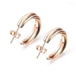 Boucles d'oreilles créoles Simple or Rose couleur torsion métal boucle d'oreille créoles élégant charmant pour les femmes tendance cercle 2022 à HAWSON