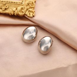Boucles d'oreilles créoles tempérament simple style européen et américain boucle d'oreille en métal ovale filles mode accessoires de bijoux ronds exagérés