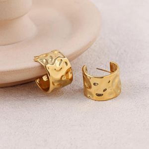 Boucles d'oreilles cerceaux simples vintage 18 km plaqué en acier inoxydable géométrique chunky grand pour femmes bijoux cadeau