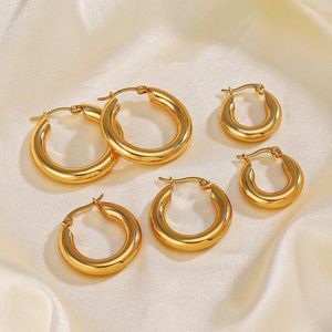 Boucles d'oreilles créoles simples Punk en acier inoxydable pour femmes et hommes, grand cercle rond, bijoux hip hop, cadeau étanche