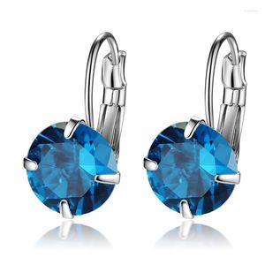 Boucles d'oreilles créoles simple Zircon boucle colorée Simple argent plaqué argent oreille bijoux Huggie boucle d'oreille M01-ER0417