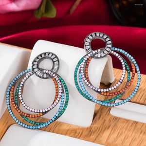 Hoop oorbellen Siscathy 2022 Fashion Round Multiple Circle Earring For Women Trend Cubic Zirconia Dubai Party Sieraden Accessoires