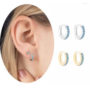 Hoop oorbellen Slovecabin 925 Sterling Silver Huggie met Blue Zirkon Mini Simple Aros Mujer Oreja