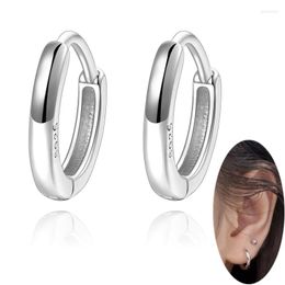 Hoop oorbellen Kleine 925 Echte Sterling Silver Round Circle Huggie scharnieren voor vrouwelijke mannen Zwart 10mm 12 mm