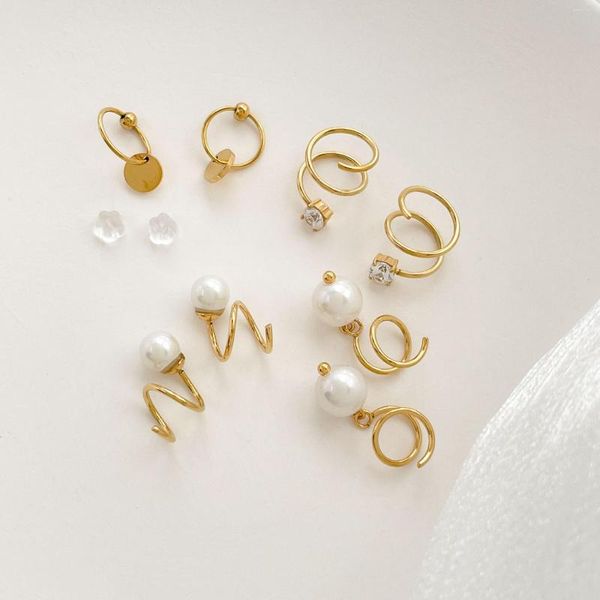 Boucles d'oreilles créoles petit disque pour femmes minimaliste vis strass Imitation perle oreille goujon boucle bijoux accessoires