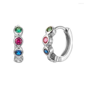 Boucles d'oreilles créoles en argent Sterling 925 pour femmes, petites boucles d'oreilles en cristal de couleur fraîche, bijoux à la mode, accessoires de mariage