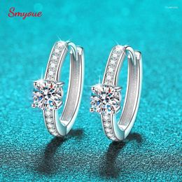 Boucles d'oreilles créoles Smyoue D VVS1 1CTTW Moissanite pour femmes, bijoux de fête scintillants originaux en argent Sterling S925 de haute qualité GRA