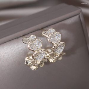 Hoop oorbellen Zuid-Korea's ly ontworpen mode-sieraden 14K Gold vergulde C-type liefde zirkoon elegante dames dagelijkse werkaccessoires