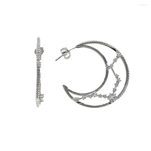 Hoop oorbellen Bling Bling CZ Moon Earring Moonlight Crescent Moons Form Trendy prachtige Europese vrouwen sieraden mode