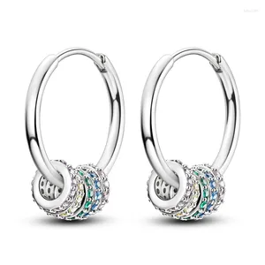 Boucles d'oreilles cerceaux scintillantes S925 en argent sterling de couleur brillante à cinq bagues pour accessoires de vêtements professionnels de femmes haut de gamme