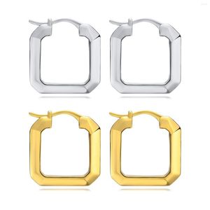 Pendientes de aro, pendientes cuadrados Huggie para mujer, joyería rectangular minimalista con bisagras