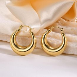 Boucles d'oreilles créoles en acier inoxydable pour femmes, bijoux de fête simples, Tube audacieux, Huggies