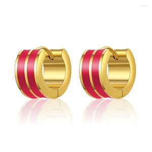 Boucles d'oreilles créoles en acier inoxydable coloré petit pour femmes hommes corée mode Cartilage boucle Piercing bijoux