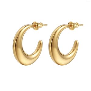 Pendientes de aro de acero inoxidable Crescent Smooth para mujeres Ol Holiday Party Gift Fashion Jewelry Accesorios de orejas AE067