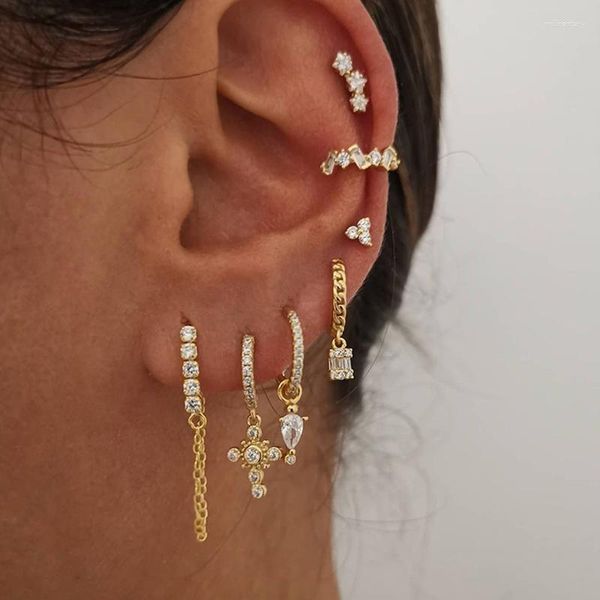 Hoepel oorbellen roestvrij staal zirkonia voor vrouwen kleine hanger kraakbeen tragus oorbel piercing sieraden