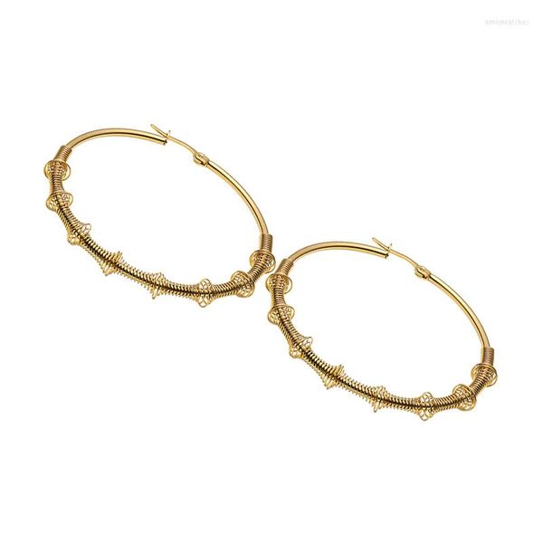 Boucles d'oreilles créoles en acier inoxydable Piercing d'oreille suspendu pour les femmes Bijoux vintage personnalisés pour femmes Bijoux géométriques ronds africains