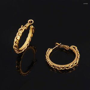 Boucles d'oreilles créoles en acier inoxydable boucle d'oreille pour les femmes minimaliste ronde cercle chaîne Punk géométrie déclaration bijoux